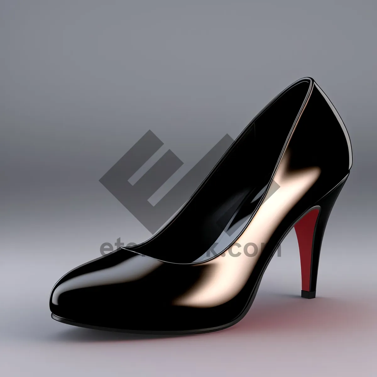 Picture of Black Leather High Heel Fashion Shoes