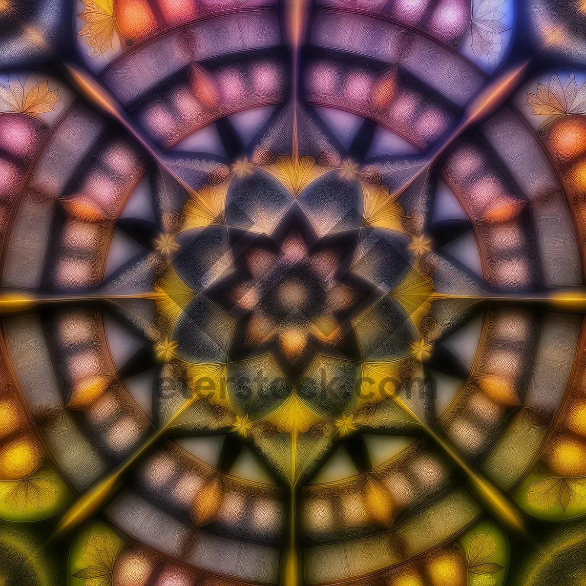 Picture of Colorful Geometric Window Design in Fractal Pattern