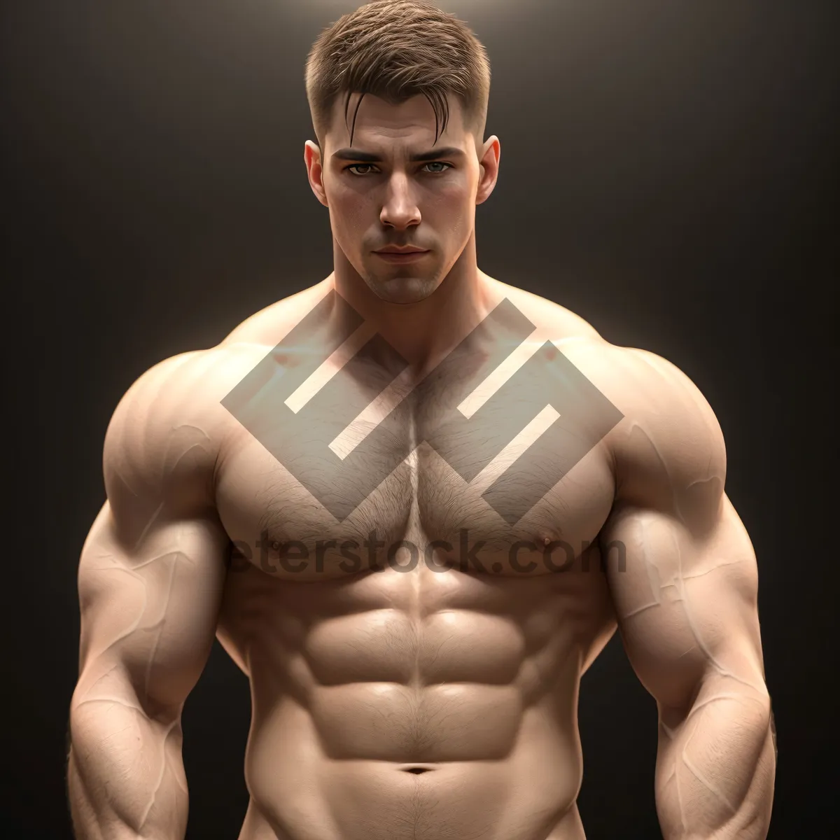 Picture of Ripped Powerhouse: Muscular Athlete Flexing His Abdominals