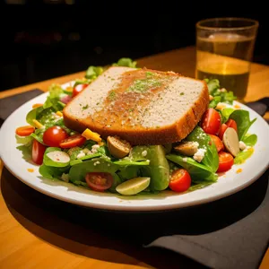 Fresh vegetable salad with delicious tomato and pepper.