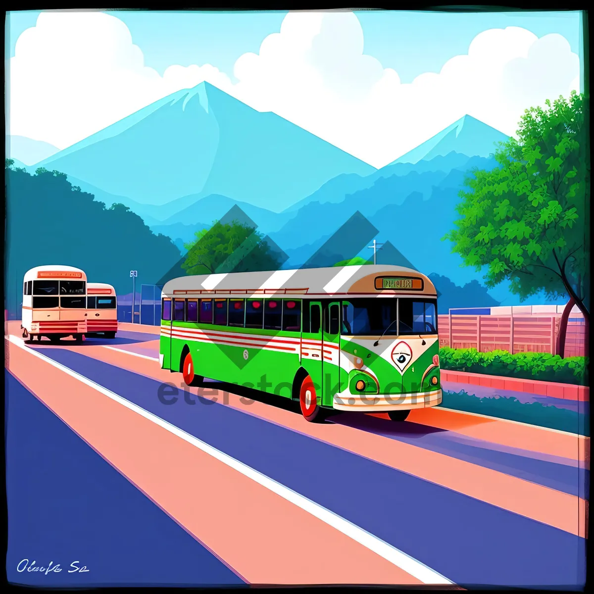 Picture of Urban Transit: City Bus on Road