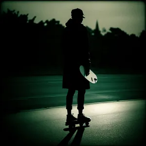 Wheeled Unicyclist Silhouetted Against Vibrant Sky