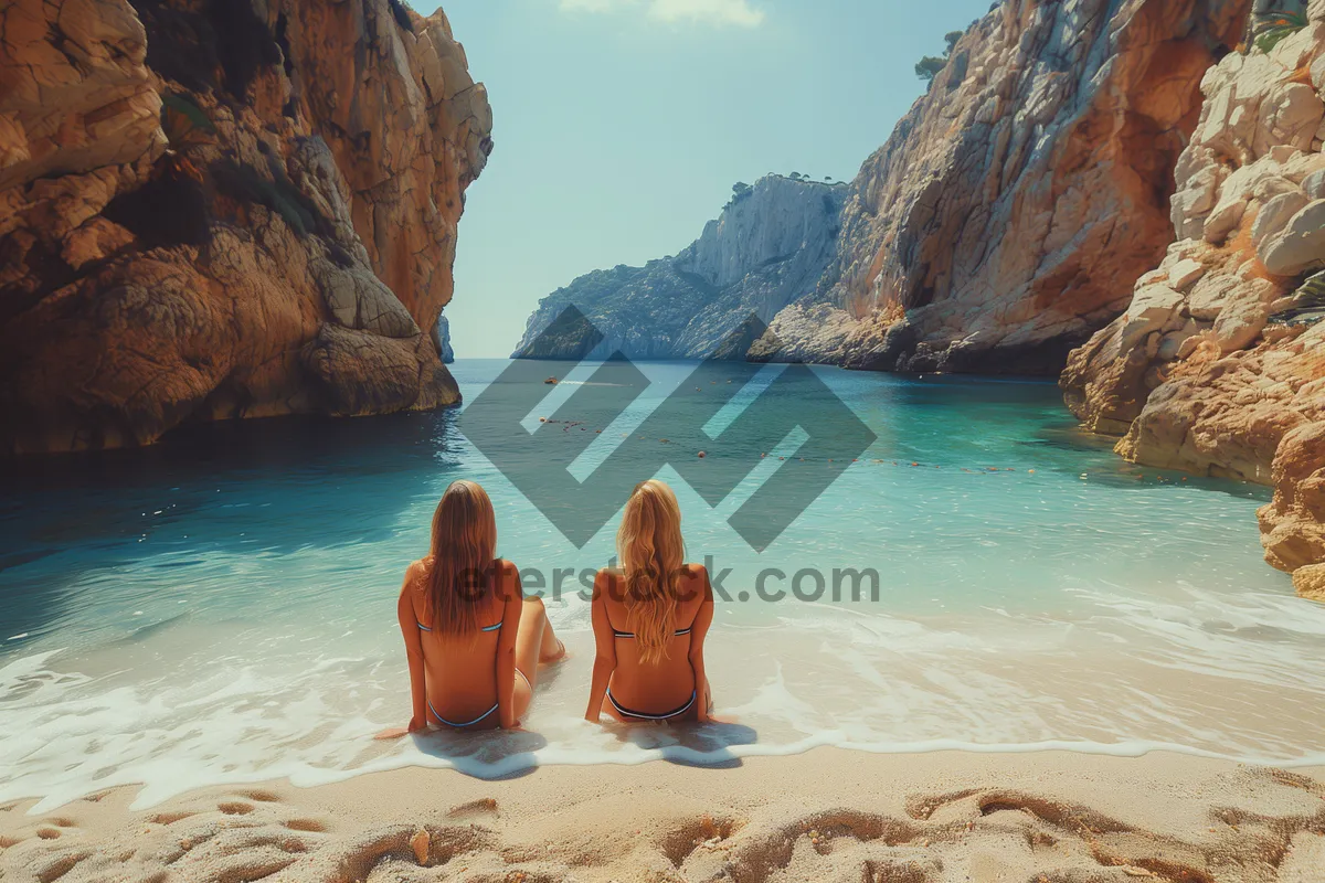 Picture of Tropical paradise beach with clear blue sky and waves.