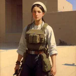 Happy male student in military uniform smiling standing