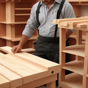 Professional Carpenter Working at Office Desk