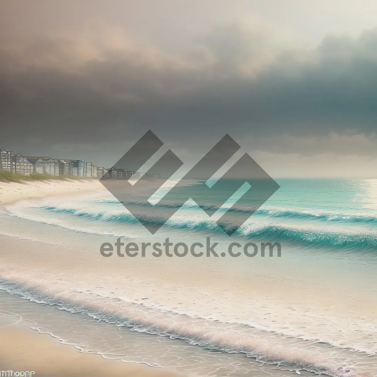 Picture of Turquoise Paradise: Tranquil Waves Kiss Sandy Shoreline