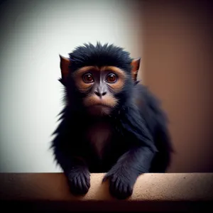 Cute Furry Cat with Big Eyes - Primate Portrait