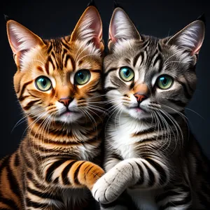 Fluffy Tabby Kitten Curiously Sitting with Playful Eyes