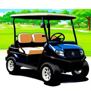 Golfer driving golf cart on course