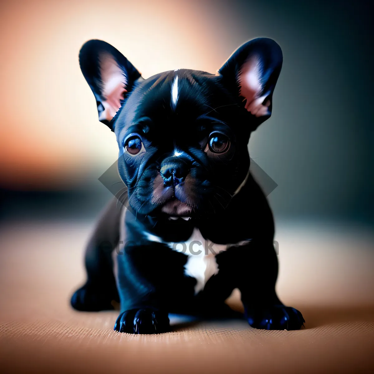 Picture of Charming Bulldog Puppy with Delightfully Wrinkled Ears