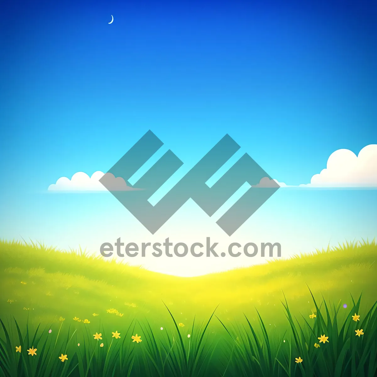Picture of Golden Horizon: Vibrant Meadow under Clear Sky