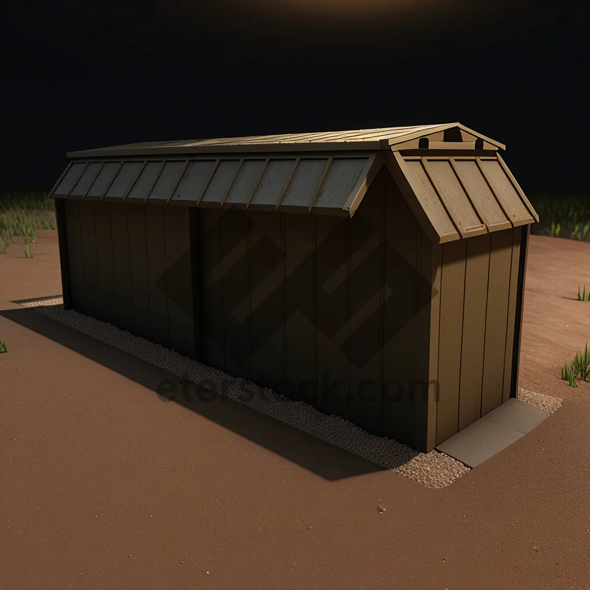 Picture of Crate-box container inside 3D house-building.