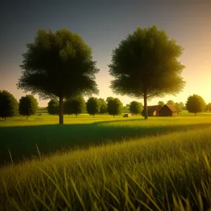 Golden Canopy: Vibrant Rapeseed Field in Rural Landscape