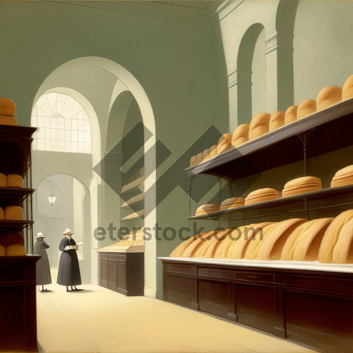 Picture of Anteroom of an Old Church Interior with Plate Rack