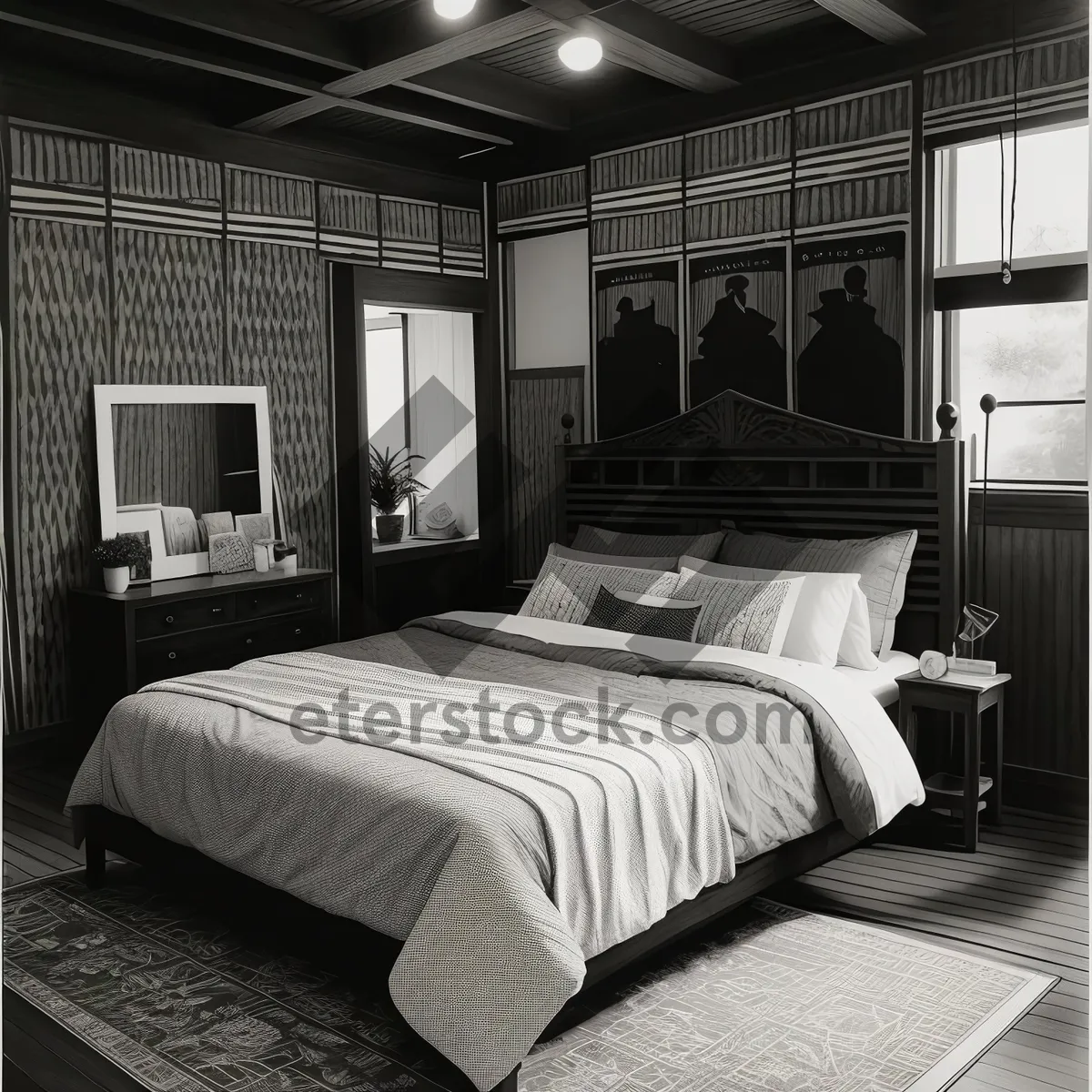 Picture of Modern Luxury Bedroom with Comfortable Four-Poster Bed