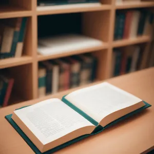 Productive Workspace: Books, Laptop, and Notebook