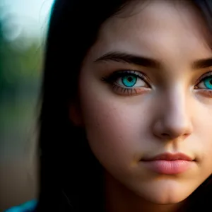 Sultry brunette beauty with captivating gaze