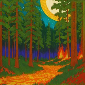 Colorful Acrylic Forest: Grunge Art with Vintage Texture
