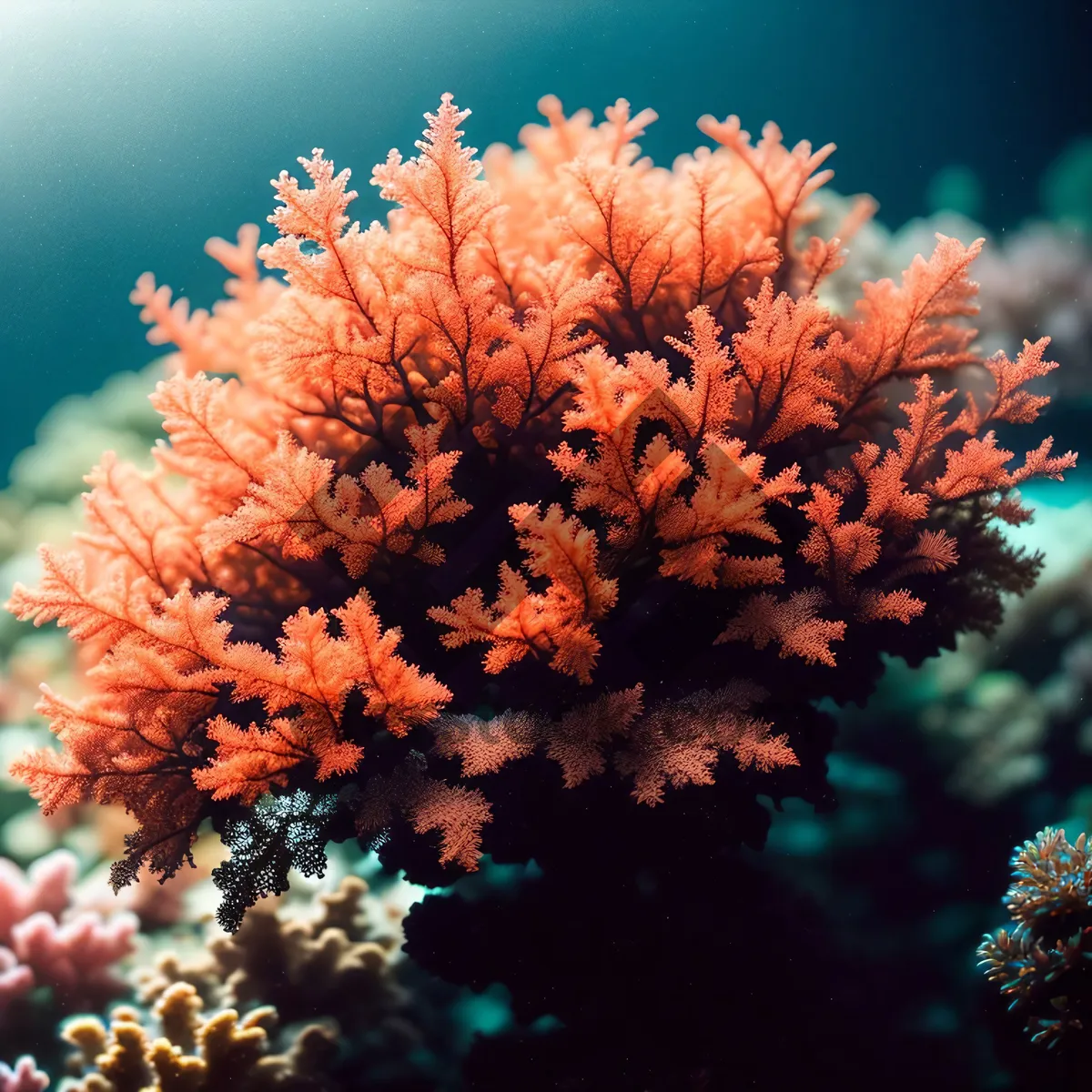 Picture of Colorful Coral Reef with Diverse Marine Life