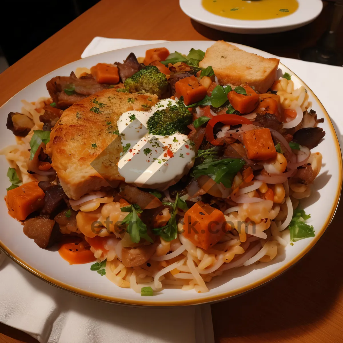 Picture of Delicious Healthy Gourmet Salad with Fresh Vegetables and Chicken