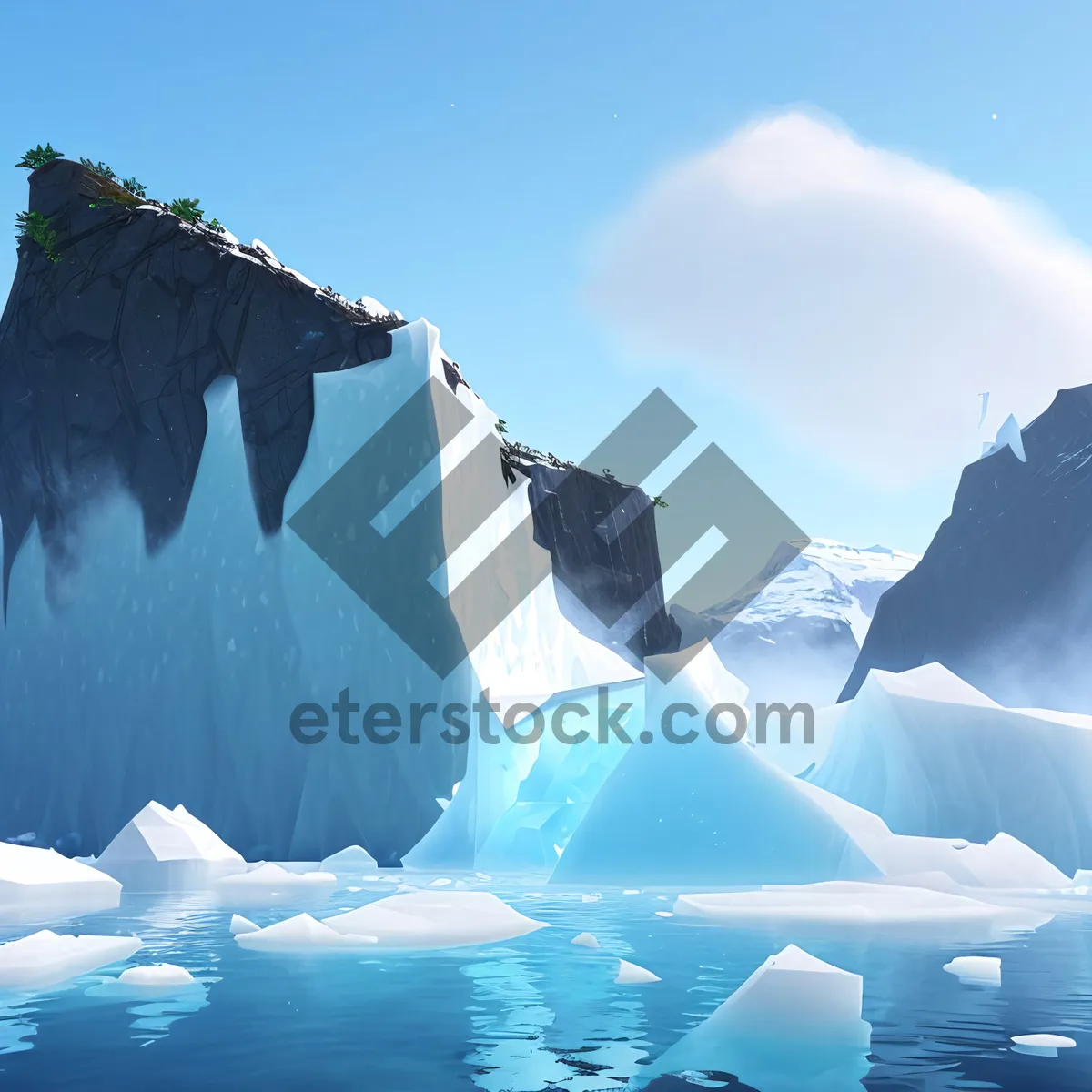 Picture of Majestic Glacial Mountain Landscape in Iceberg Wonderland