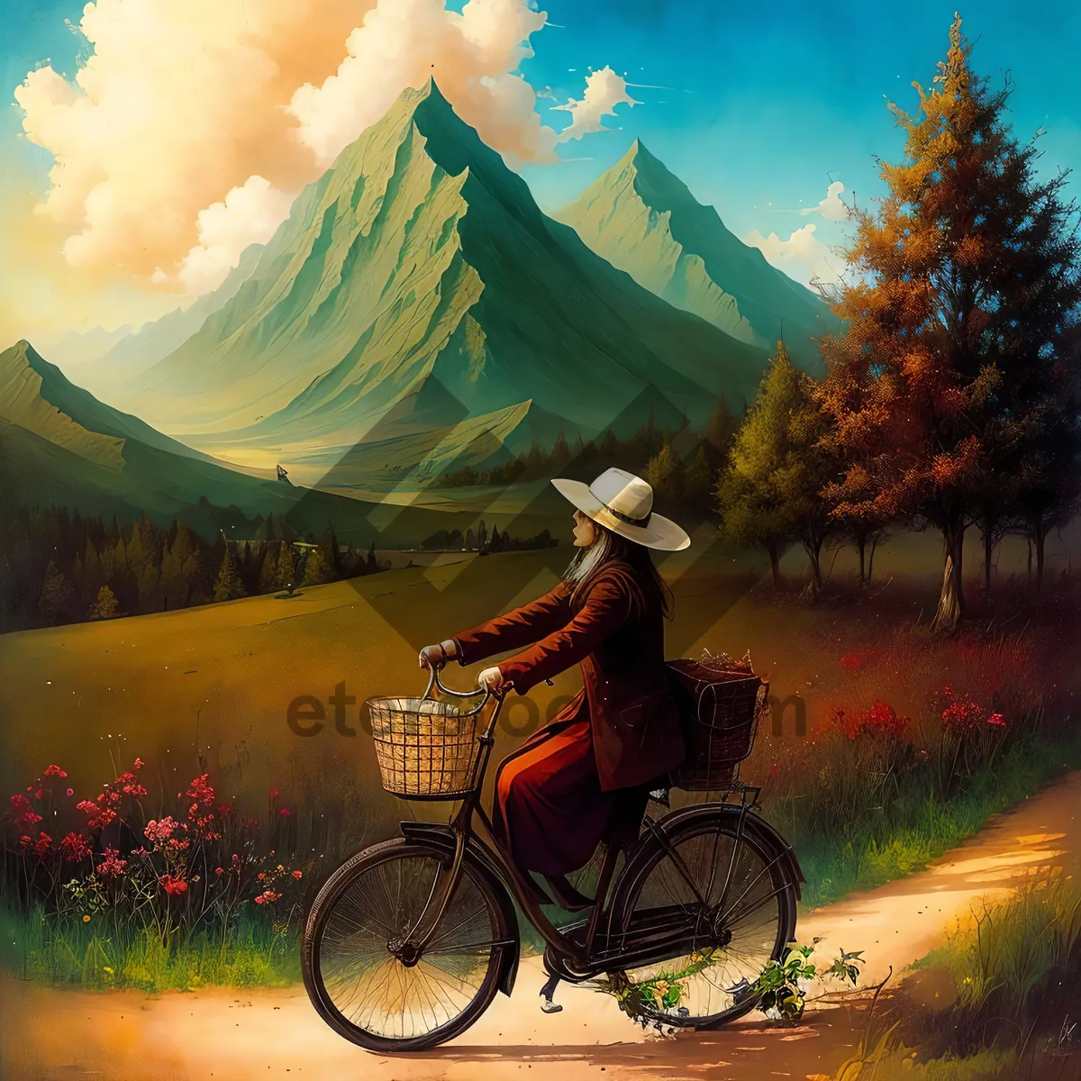 Picture of Active man riding a bicycle outdoors.