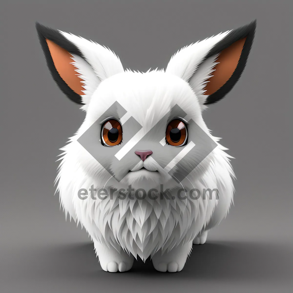 Picture of Fluffy White Bunny with Playful Eyes