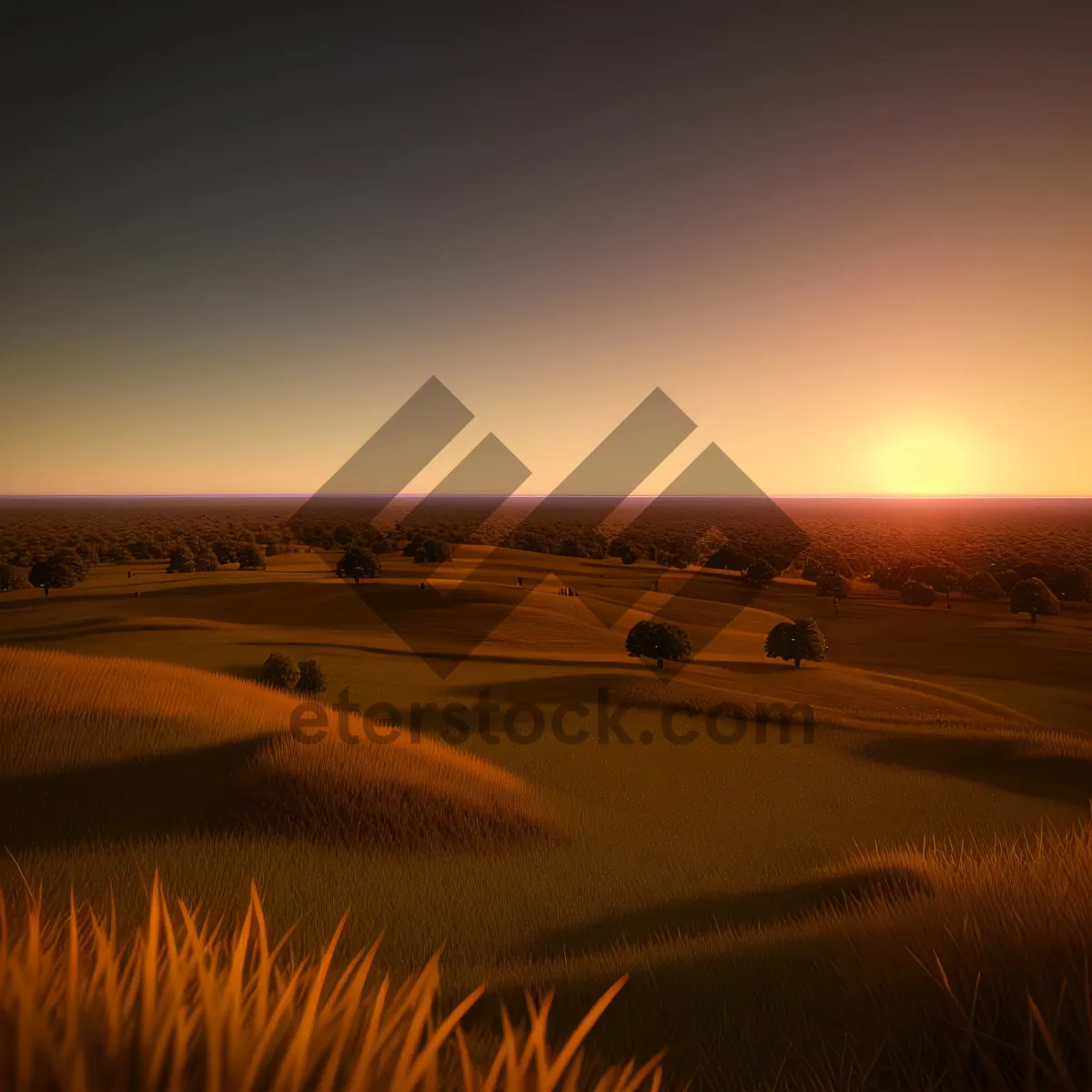 Picture of Moroccan Desert Summer Sunset: Majestic Dunes and Orange Sky