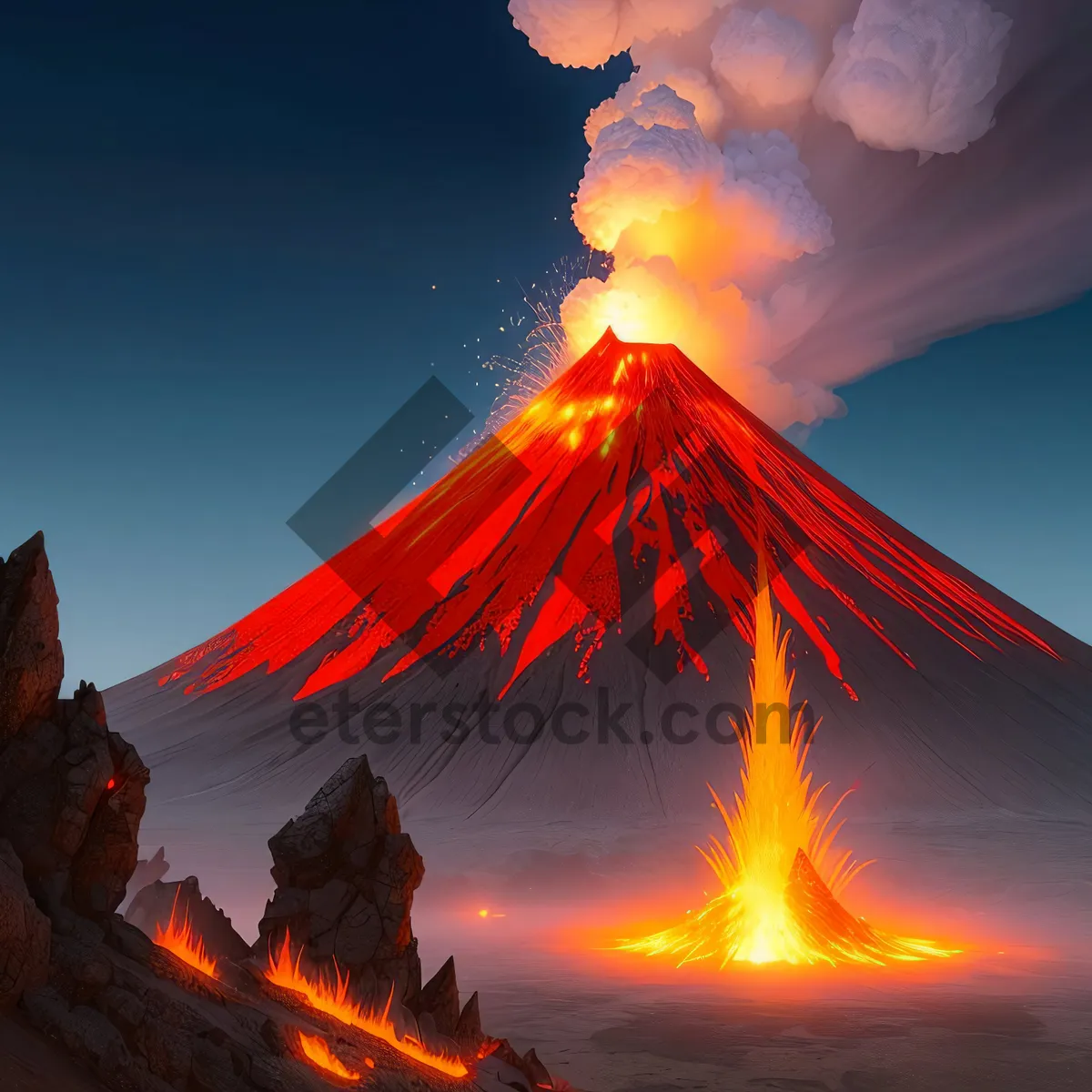 Picture of Fiery Volcanic Mountain