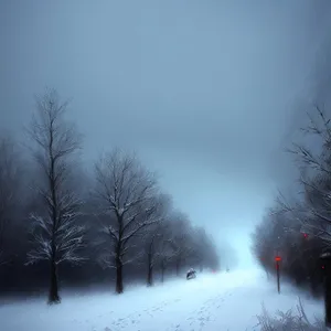 Winter Wonderland: Snowy Landscape with Frozen Trees