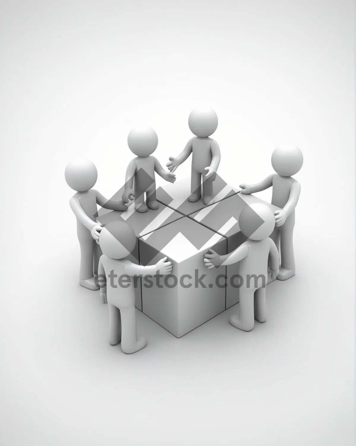 Picture of 3D cartoon business team success figure icon.