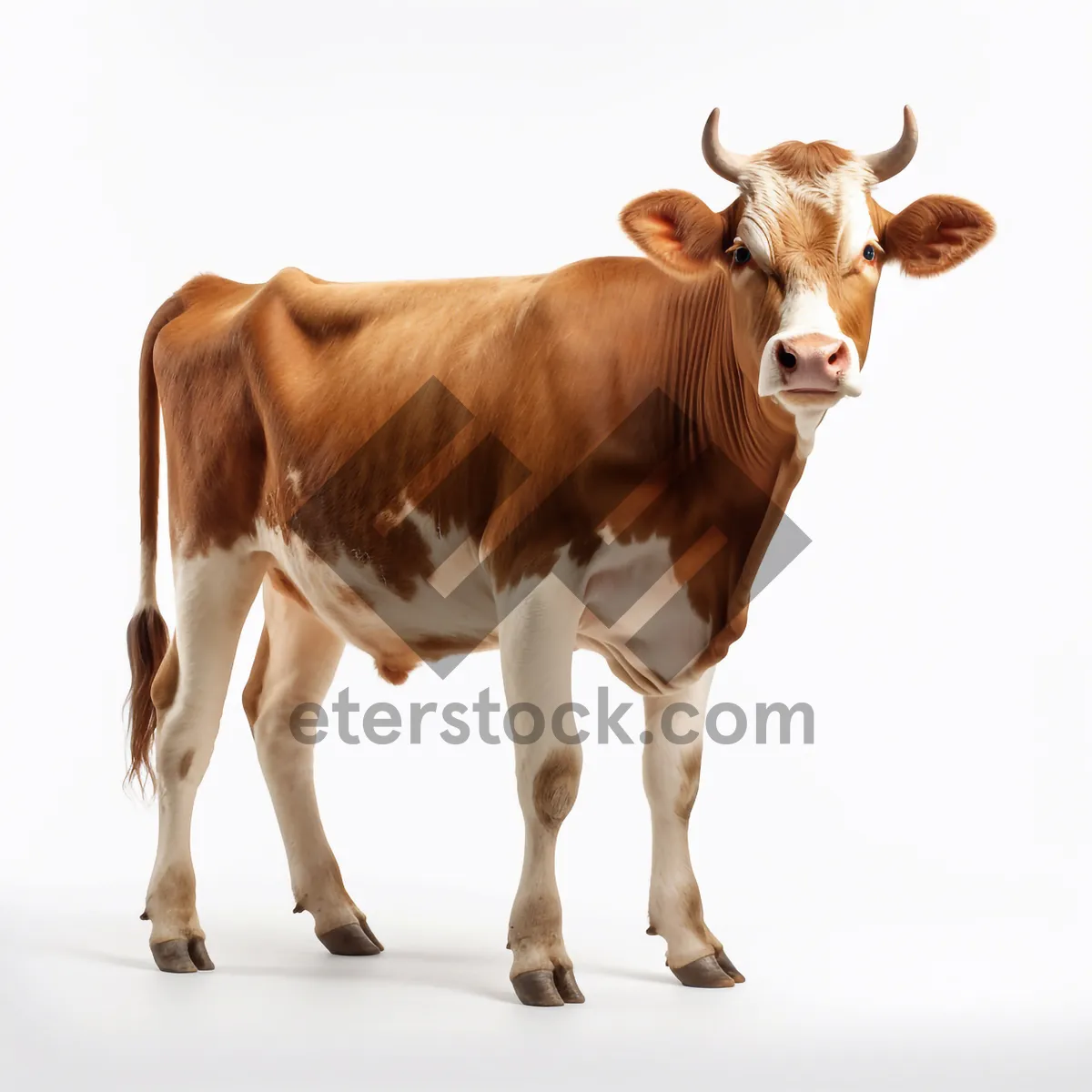 Picture of Brown cattle standing in rural meadow