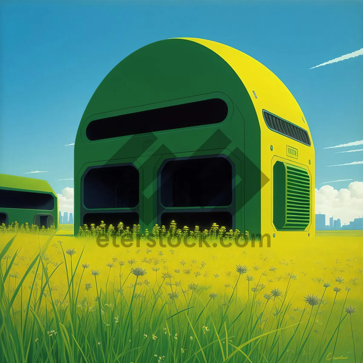 Picture of Rustic countryside hut amidst idyllic meadow