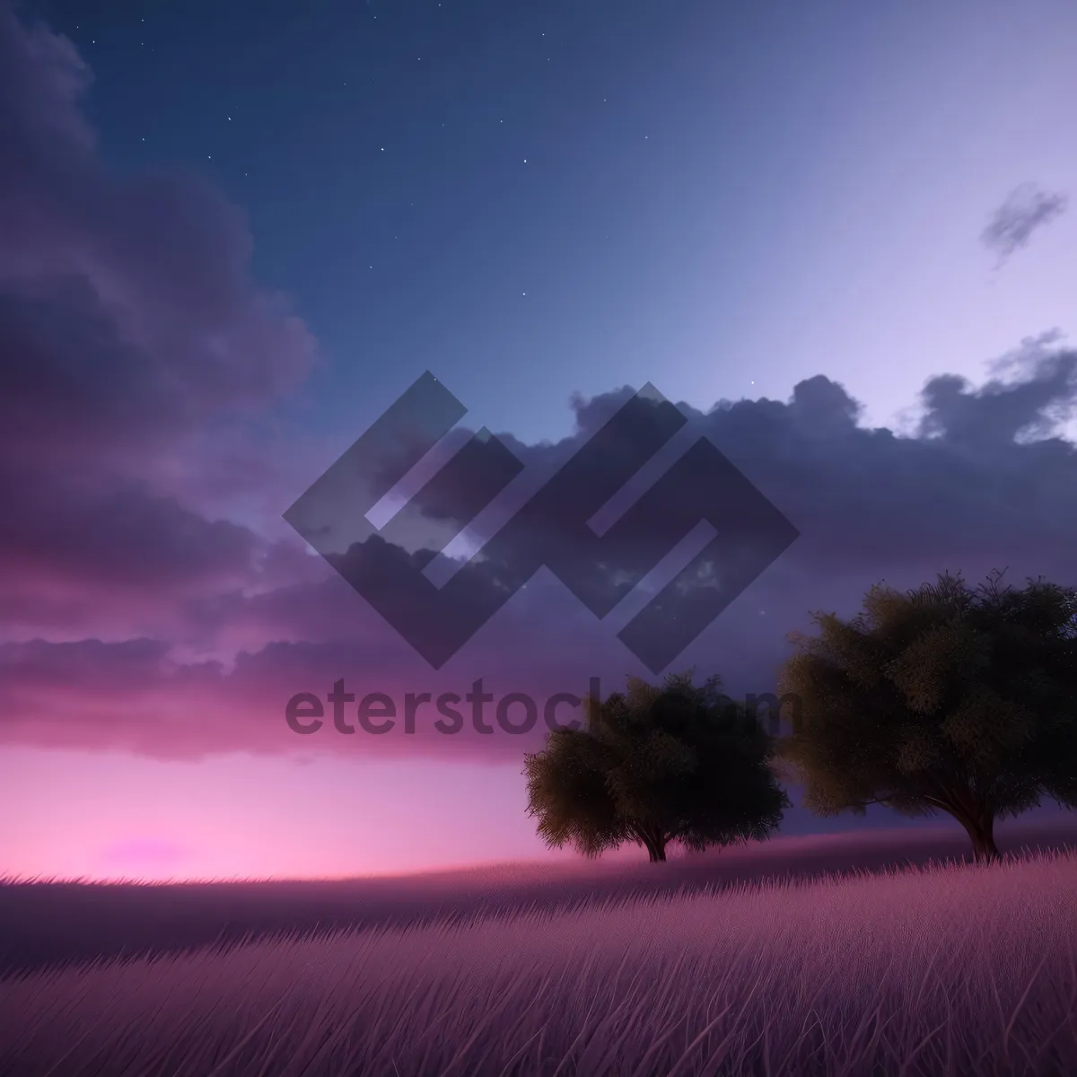 Picture of Sunset over Rural Meadow - Serene Horizon