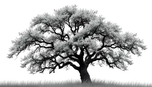 Winter Wonderland Park Landscape with Oak Tree Branch