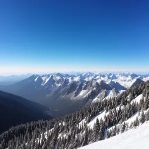 Majestic Winter Wonderland: Snowy Alpine Mountain Range