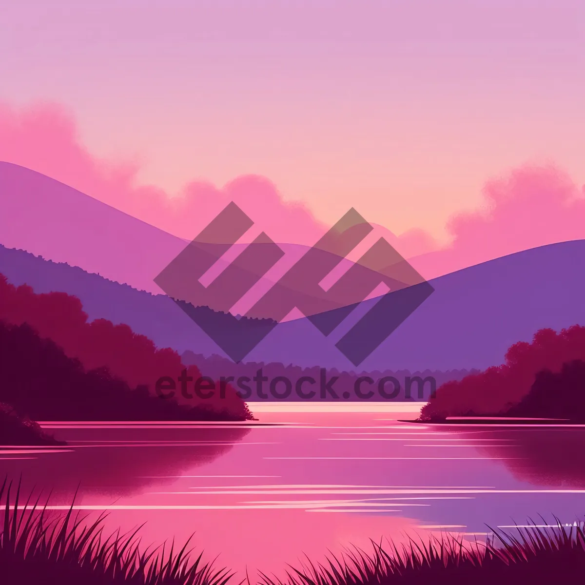 Picture of Vibrant Sunset Over Serene Meadow