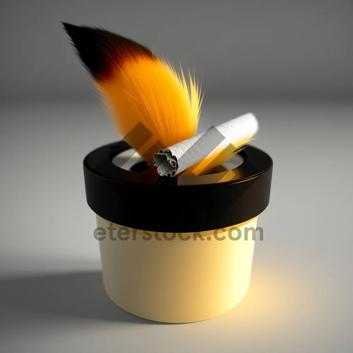 Picture of Bright Yellow Paintbrush in Container