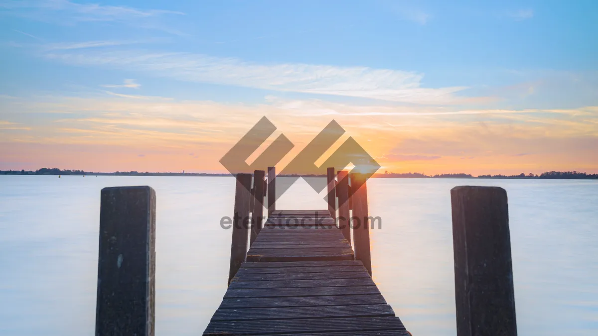 Picture of Tropical Sunset Paradise on Wooden Pier