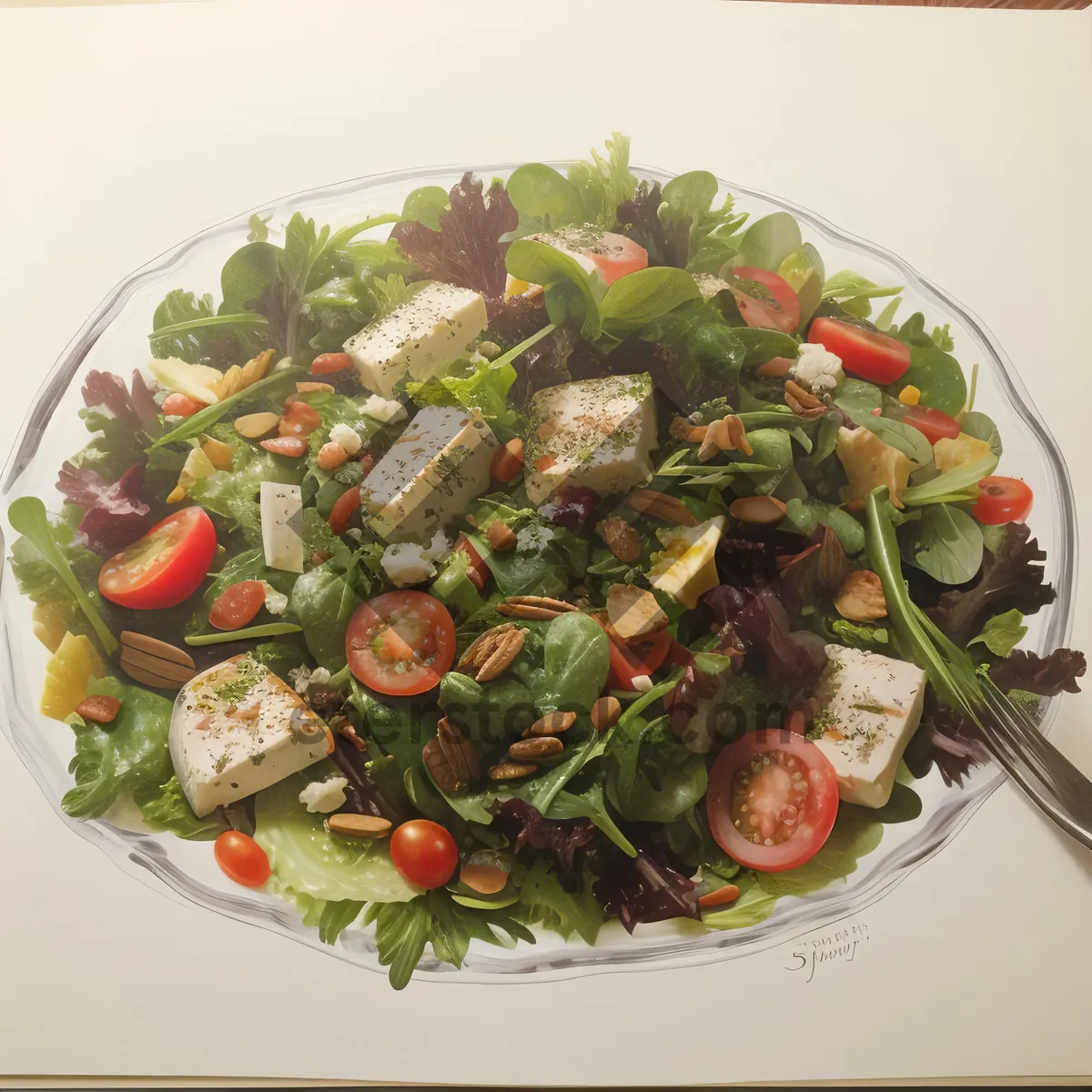 Picture of Fresh Vegetarian Salad with Tomato and Onion