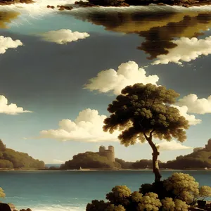Serene Seascape: Coastal Rock Formation and Azure Waters