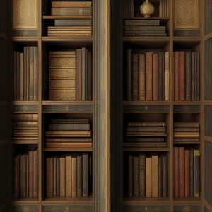 Antique Library Bookcase with Vintage Furnishings