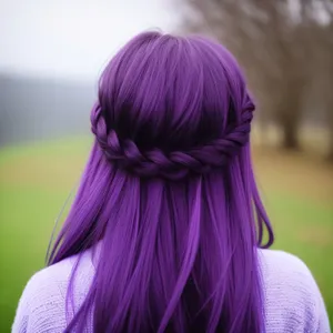 Happy blond woman with cute braided hairstyle