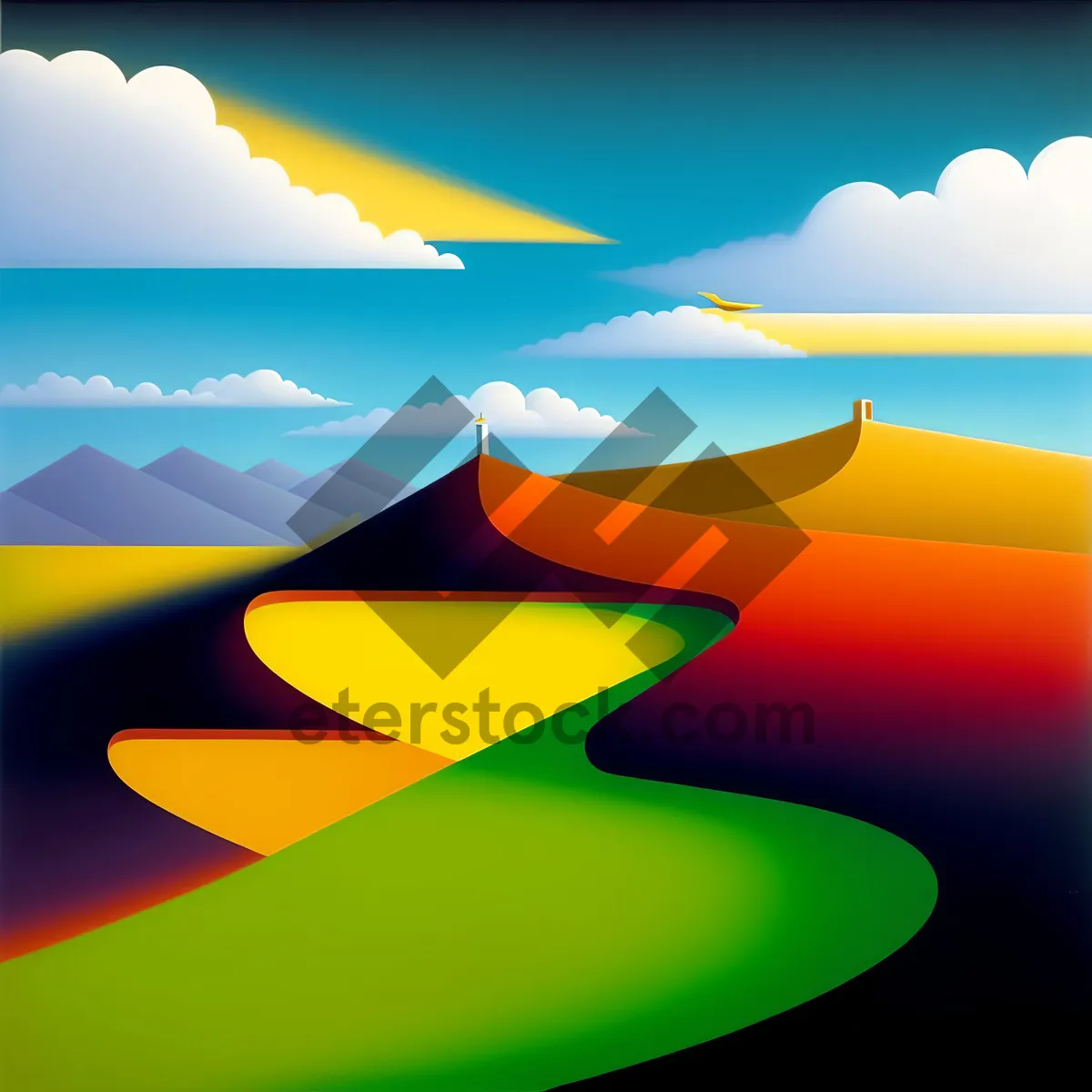 Picture of Heatwave Landscape: Orange Asphalt Sign Design