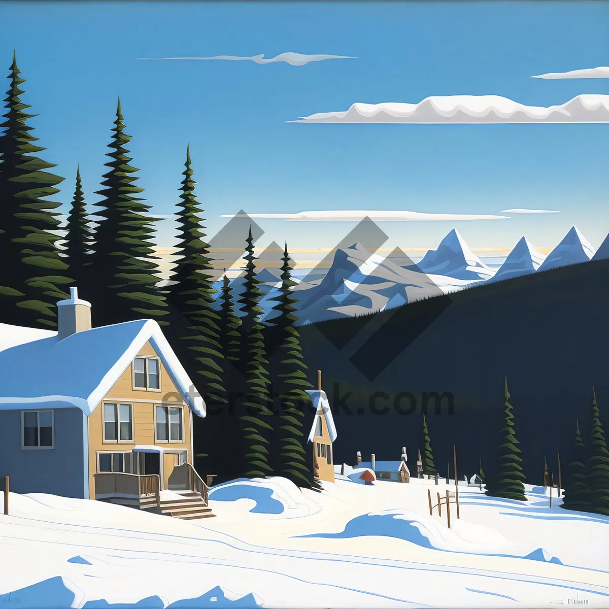 Picture of Winter Wonderland: Majestic Snowy Mountains and Ski Slopes