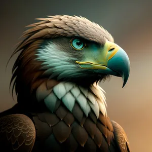 Feathered Hunter: Majestic Eagle with Piercing Yellow Eyes