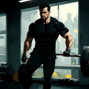 Fit man training with dumbbells at gym