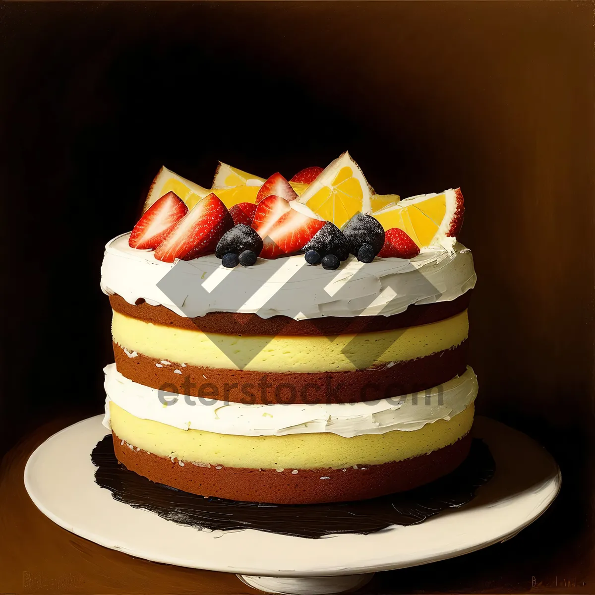 Picture of Delicious Strawberry Chocolate Cake Pastry Dessert