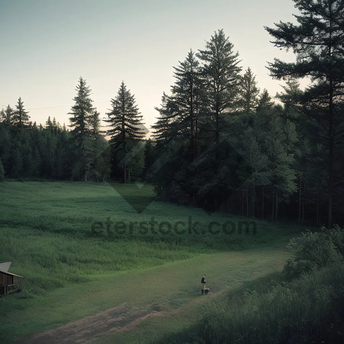 Picture of Serene Golf Course with Lush Landscape and Majestic Trees