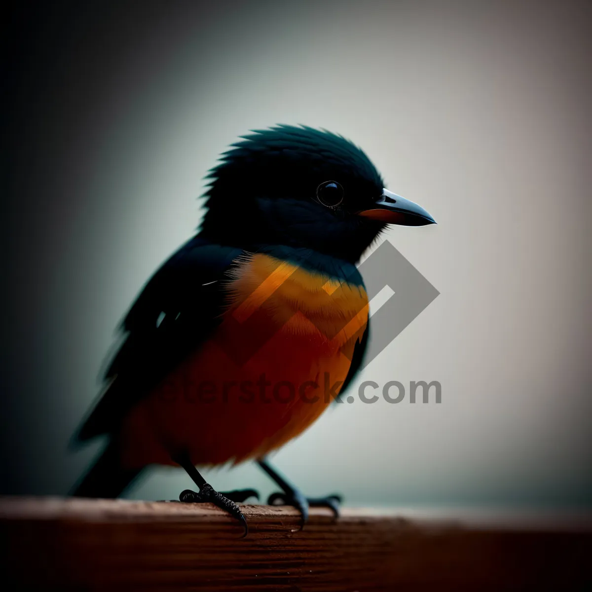 Picture of Wild Robin perched on branch with colorful feathers